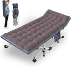Extra Wide XXL Camping Cot with Comfortable Mattress Cots for Sleeping Folding Cot Camping Bed 79" L x 32" W x 18" H Heavy Duty with Carry Bag Outdoor Indoor