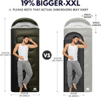 XXL Winter Sleeping Bags for Adults Cold Weather,Camping Sleeping Bag for Kids with Compression Sack,4 Season Camping Essentials Gear for Hiking,Traveling,Outdoor,Backpacking,Climbing