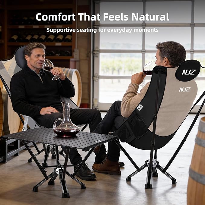 High-Back Folding Chair for Indoor & Outdoor Use — Comfortable High-Back Support, Easy One-Piece Setup, Stable Aluminum Frame, Portable Chair for Backyard, Camping & Everyday Relaxation