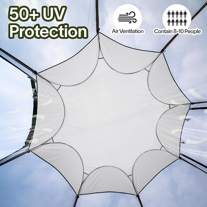 Alvantor Pop Up Screen House Gazebo with Mosquito Netting, Instant UV Resistant Sun Shelter for Patio & Backyard, Portable Canopy Tent for 2-10 Person