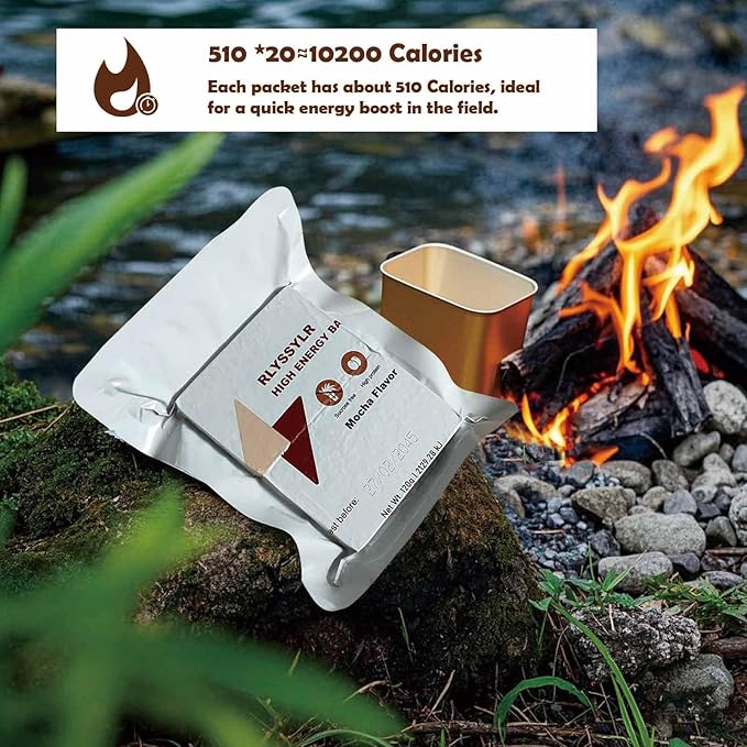 Emergency Food Ration Bars Meals 2025 Ready To Eat 20 Pack, 8 Days Sugar Free Survival Food for Outdoor Camping,20 years Long Self Life (20 PACK, Count, 20)