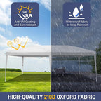 Outvita 10x20ft Pop Up Canopy Tent, Outdoor Instant Shelter Folding Canopy with Carry Bag for Commercial Events, Party, Backyard BBQ, Camping White