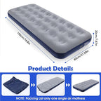 Camping Air Mattress Inflatable Air Bed Flocked Surface Travel Bed Sleeping Pad Air Bed for Outdoor Camping Tent Guest Travelling（Navy Blue,2 PCS）