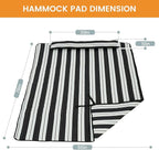 Lazy Daze Hammocks 2 Person Hammock Pad and Pillow Set, Double Polyester Quilted 78" x55" Replacement Pad for Rope Hammock, Black Stripes