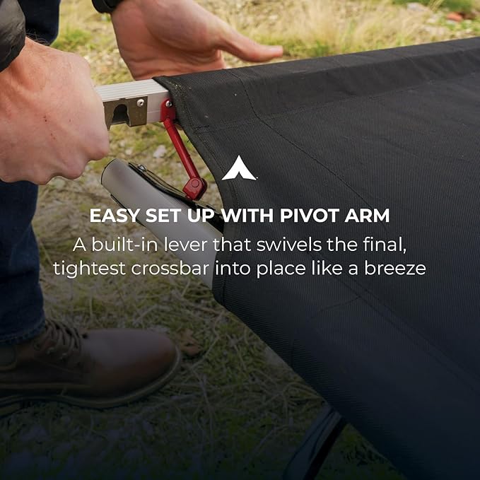 Teton Outfitter Camping Cot, Heavy-Duty Oversized Folding Cot for Adults, Comfortable Elevated Sleeping Bed, Easy Setup