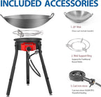 Outdoor Cooker Wok Station with Cover, Iron Wok, Electronic Ignition and Burner 54000 BTU for BBQ, Backyard