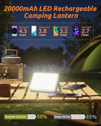 Eventek LED Camping Lantern Rechargeable, 20000mAh Portable Camping Lights up to 144 Hours & 4 Light Modes, IPX5 Waterproof Camping Essentials for Power Outages, Emergency, Tent, Valentine's Gift