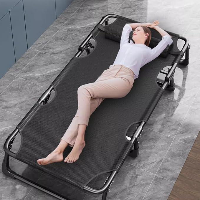 Talent Star Folding Lounge Chair with Mattress and Pillow Indoor Outdoor, 4 Position Adjustable Toffee Sleeping Bed Cot Chaise for Sunbathing Tanning Poolside Office Camping Lawn Pool Beach Patio 75cm
