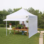 Eurmax USA 10 x 10 Pop up Canopy Commercial Tent Outdoor Party Canopies with 4 Removable Zippered Sidewalls and Roller Bag Bonus 4 Canopy Sand Bags & 24 Squre Ft Extended Awning(Navy Blue)