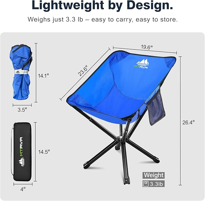 Lightweight Folding Camping Chair — Compact One-Piece Design, Quick Setup, Stable Aluminum Frame, Portable Chair for Travel, Hiking & Short Outdoor Breaks