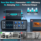 4000 Watt Inverter Pure Sine Wave 12V DC to 120V AC for RV, Truck, Solar, Home, Off-Grid, Power Inverter with 4 AC Outlet, 30W Type-C, 5V 3.1A USB, Hardwire Port, Remote Control, Surge 8000W