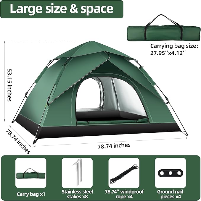 1-2 Person Camping Tent, Tents for Camping Waterproof Lightweight Easy Set Up, Professional Grade Waterproof Tents with Rainfly for Outdoor Hiking