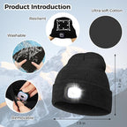 LED Beanie Hat with Light, Headlamp Beanie Cap Unisex Winter Warm Knit Night Light Hat, Knit Beanie Gifts for Men Women Kid