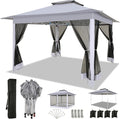 COBIZI 12x12 Pop up Gazebo on Clearance with Mosquito Netting, carpas para Patio Deals, Outdoor Canopy Tent with Portable Carrying Bag, Patio Gazebo for Garden Backyard & Lawn & Beach, Grey