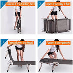 Breathable Camping Cot, 4-Position Folding Chaise Lounge Chair, Portable Folding Bed for Office/Home Nap, Sturdy Frame Tent Cot