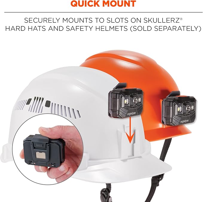 Ergodyne - 60197 Skullerz 8987 Rechargeable Universal Hard Hat LED Light, orange