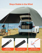 VEVOR Versatility Camping Tent, Auto Canopy Sun Shade UV50+ PU3000mm, Car Tailgate Sun Shelter for Truck Bed, SUV, RV, Van, Trailer and Overlanding, Portable Teardrop Awning Canopy Tear Resistant Tarp