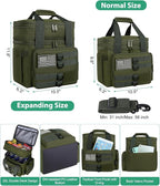 Tactical Lunch Box for Men, Large Insulated Lunch Bag for Adult, Heavy Duty Double Deck Expandable Lunch Cooler Bag with American Flag, Leakproof Soft Lunch Pail for Work Office Camping - Green