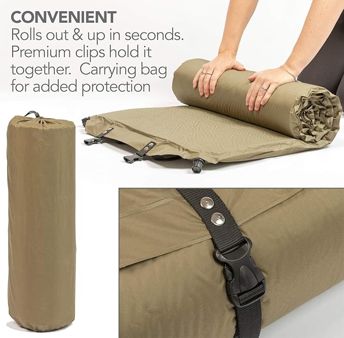 NatureReady Sleeping Pad. [Single 75x24x2]. Lightweight Portable Self-Inflating Camping Mat, Roll Out, with Waterproof Cover, & Travel Bag