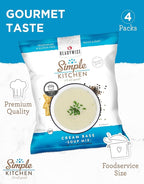 Simple Kitchen Cream Base Soup Mix - 17 Servings for Family Meal Prep, Vegetarian, Gluten Free, Dehydrated & Freeze Dried Survival Food for Camping Meals, Backpacking & Hiking, Survival Kit, Pack of 4