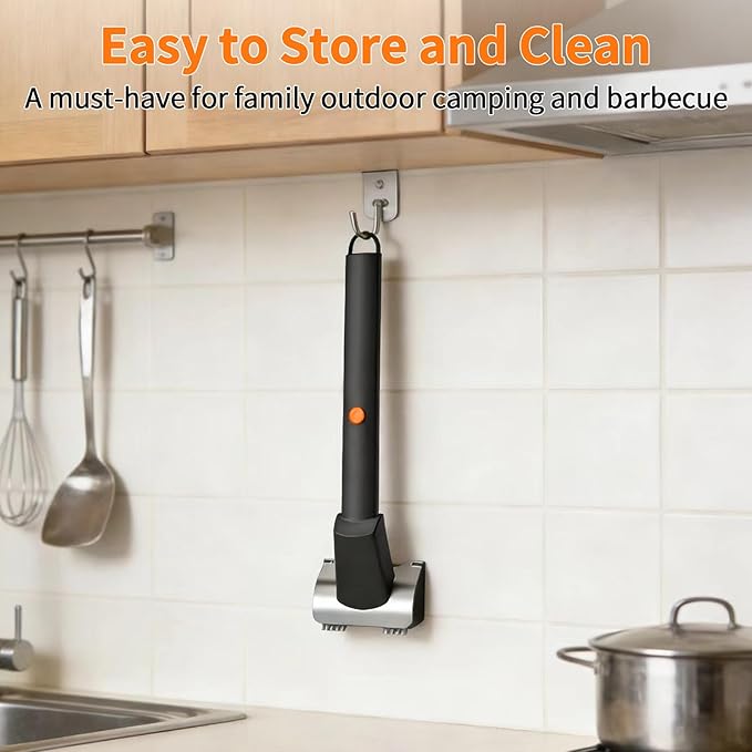 Rechargeable Electric BBQ Grill Brush, 2600mAh Battery, 2-Speed Power, LED Light, 100 Mins Long Runtime, 304 Stainless Steel Heat Resistant Grill Cleaner for Outdoor Camping & Grilling