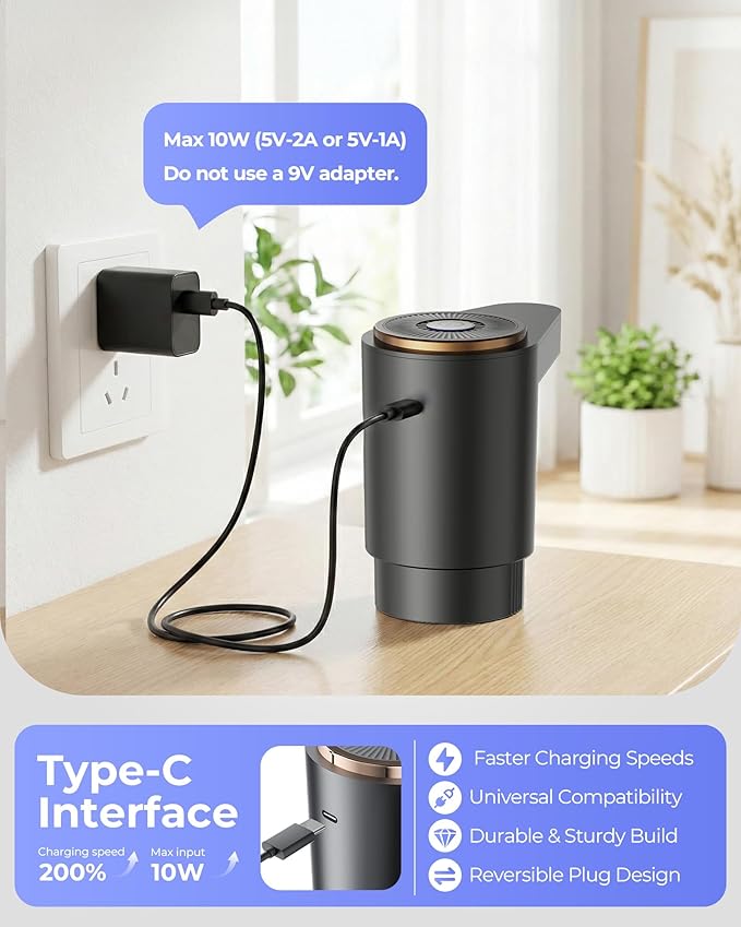 Water Jug Pump for 5 Gallon Bottle – Portable Electric USB-C Charging Dispenser, Dual Powerful Motors, Fast Flow, Fits 2-5 Gallon Jugs – Ideal for Home, Office, Camping, RV, Black