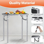 FUNYKICH 2ft Small Folding Camping Table, 3 Height Adjustable Portable Picnic Table, Lightweight Aluminum Outdoor Tables with Carry Handle for Camping, Picnic, BBQ, 58x40cm(L22.8 xW15.7), Silver