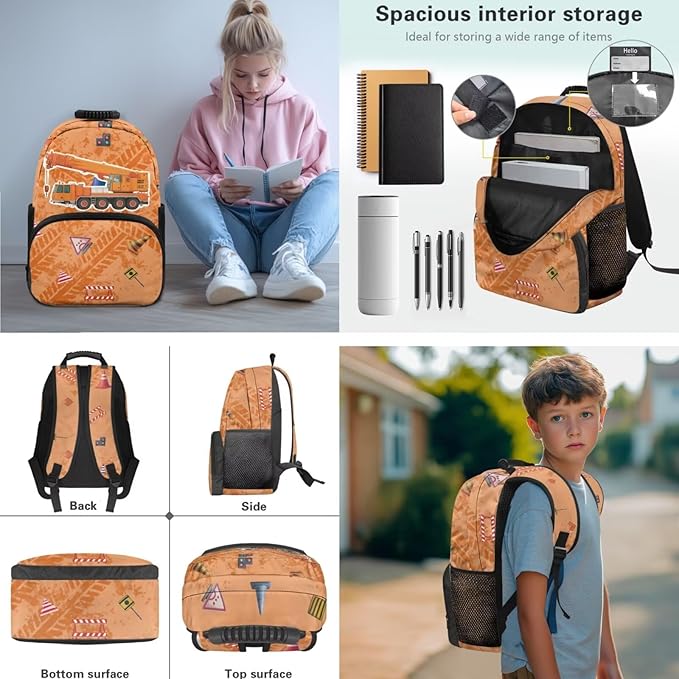 Boys Backpack and Lunch Box Set Crane Elementary School Backpack for Boys Back to School Supplies Back Pack Purse Knapsack for Daycare