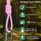 TECEUM Rope – 150 Feet x 1/4 Inch (7mm) – Pink – Strong All-Purpose Utility Rope – Camping, Crafting, Flag Pole, Indoor & Outdoor – Polypropylene Nylon Poly Lightweight Diamond Braided Cord