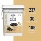 Dried Black Beans Emergency Food Supply, 237 Servings, 30 Year Shelf Life, Good Source of Iron, Protein, and Potassium, High in Fiber - Dehydrated Meals, Survival Food Camping Essentials, 4 Gallon Bucket