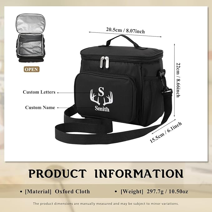 Personalized Insulated Cooler Bag, Custom Name Portable Insulated Camping Bag Suitable for Picnic Beach Hiking Travel