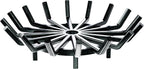 Idzo 27in Fire Grate Log Grate Wrought Iron Fire Pit Round Spider Wagon Wheel Firewood Heavy Duty Bar Fireplace Stove Burning Rack Holder 4Legs Black