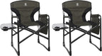 EVER ADVANCED Aluminum Lightweight Folding Director Chair, 350lbs Heavy Duty Camping Chair with Side Table & Storage, 19" Joint-Friendly Height Easy to Stand, Portable Makeup Artist & Vendor Chair