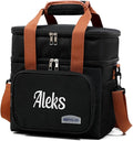 ‌Personalized Insulated Lunch Box for Men & Women - Reusable Leakproof Cooler Bag with Custom Embroidery Name, Expandable Compartment, Adjustable Strap for Work, Picnic, Camping (Black)