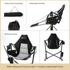 Arrowhead Outdoor Folding Hammock Camp Chair with Detachable Footrest, Stabilized Feet, Padded Headrest and Seat, Large Cup Holders, 300 LBS Weight Capacity, for Camping, Beach, Tailgating