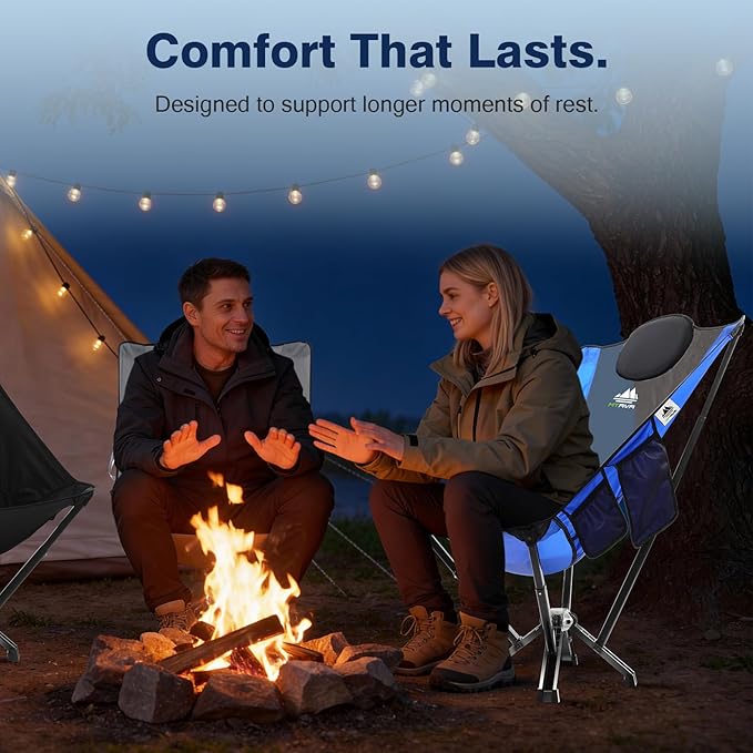 Utility-Grade High-Back Folding Chair — Stable One-Piece Structure, Extended Back Support for Longer Sitting, Reinforced Aluminum Frame, Portable Chair for Camping, RV & Outdoor Use