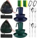 Scout Camping Mess Kit for Person Boy Scout Dishes Set Girl Scout Mess Kit with Mesh Bag Reusable Light Weight Eating Utensils Plastic Camping Cutlery Set for Travel Camp