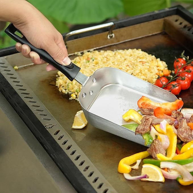 onlyfire Extra Large Griddle Spatula, Stainless Steel Griddle Scoop for Outdoor Flat Top Grill, Heat Resistant Handle Hamburger Turner for Blackstone, Camp Chef, Teppanyaki & Hibachi - 5 Inch