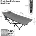 Northroad Camping Cot for Adults with Cushion and Pillow, Portable Folding Bed for Sleeping, Lightweight Tent cot with Carry Bag Supports 450 lbs (Grey)