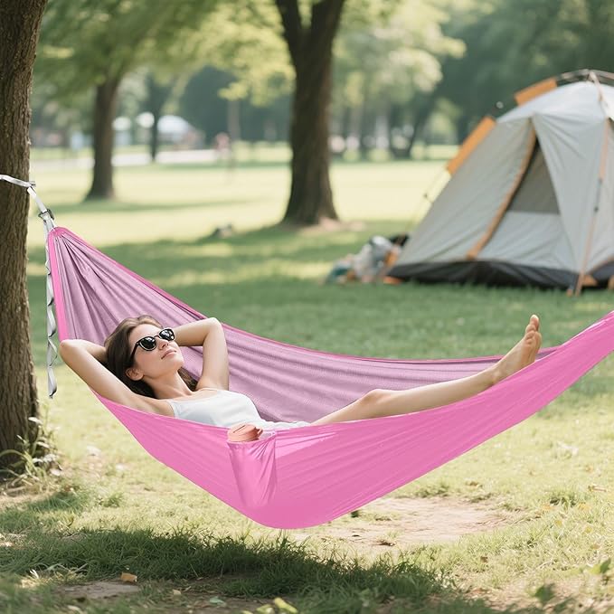 Coral Pink Double Hammocks with Travel Bag Camping Hammocks for Travel 114" x 54"