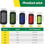 5 Pcs Compression Sacks for Backpacking 5L/10L/15L/20L/35L Camping Sleeping Bag Stuff Sack Water Resistant Sleeping Bag Storage Sack for Space Saving Hiking Gear