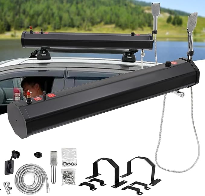 Solar Shower, Portable Water Tank for Camping Shower, Camp Shower, Roof Rack Shower for Hiking, Car Wash, Pet Cleaning