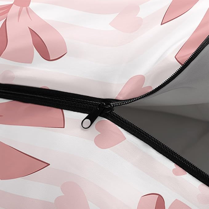 Pink Bow Sleeping Bag,Girly Princess Bowknot Camping Bag for Girls Kids,Pink and White Striped Lightweight Warm Portable Outdoor Indoor-Waterproof Cold Weather Resistant for Camping Hiking
