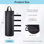 140 LBS Top Zipper Sand Bags for Canopy Legs, Canopy Weights Set of 4, Extra Large Sand Bags for Weights, Pop up Canopy Tent, Gazebo, Carport, RV Awning, Outdoor Sun Shelter(Without Sand)