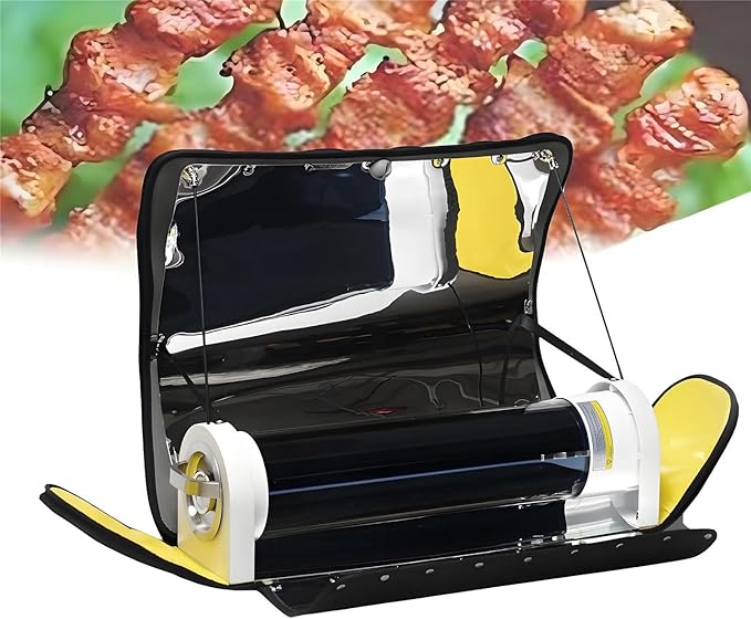 Portable BBQ Grill, Solar Powered Camping Grill， 4.5L Large Capacity Solar Cooker,with Thermometer for 2-3 People Backpacking Hiking Family Party