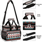Leakproof Reusable Insulated Cooler Lunch Bag Ethnic Aztec Geometric Picnic Lunch Box for Women Men Cooler Tote Office Work Camping Beach 24 Can 15L