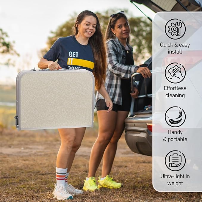 VINGLI Small Folding Table Portable 2FT Aluminum Foldable Camping Table for Picnic Card Table with 3 Adjustable Height & Carry Handle for Outdoor Indoor Hiking Camp BBQ Beach-White