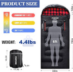 Flannel Sleeping Bag Cotton 0 Degree Cold Weather for Adults XXL Wearable Sleeping Bag 4 Seasons Waterproof with Compression Sack