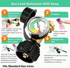 Propane Tank Gauge Gas Pressure Meter, QCC1/Type 1 Connection Solid Brass Weatherproof, Easy Read Level Indicator for Grill RV Camper Fire Pit Camping Stove Patio Heater 5-40 LB Cylinders (2-Pack)