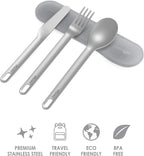 Bentgo Stainless Travel Utensil Set - Reusable 3-Piece Silverware Set with Carrying Case, High-Grade Premium Steel, BPA-Free Case, Eco-Friendly - Ideal for Travel, Camping, and Office Use (Gray)